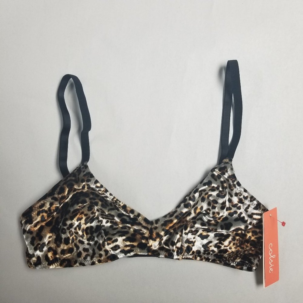 Colsie Velvet Triangle Bralette Cat Animal Print